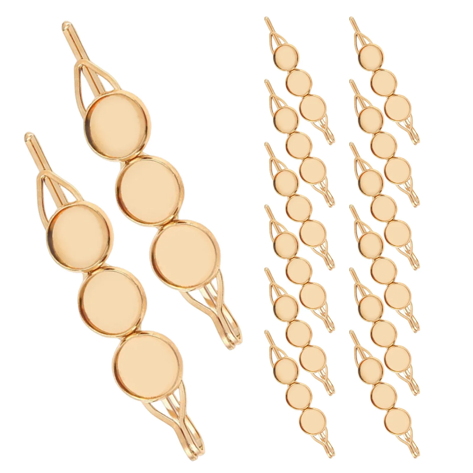 20Pcs Blank Metal Hair Clip Round Tray Base Fit 12Mm Cabochon DIY Barrette Supplies for Crafting Custom Hair Accessories