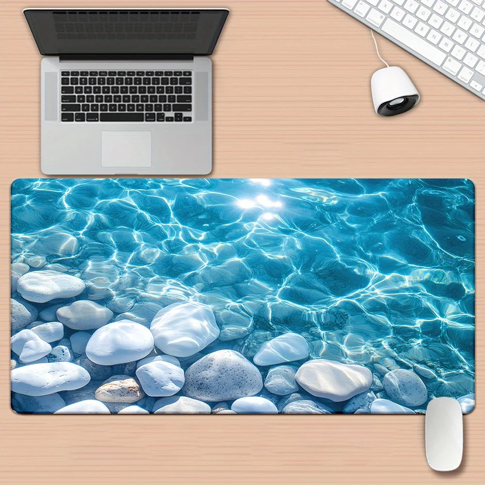 Ocean And Pebbles Landscape Design Game Mouse Pad Anti Slip Rubber Base Extended Desk Mat For Gamer Office Computer Accessories