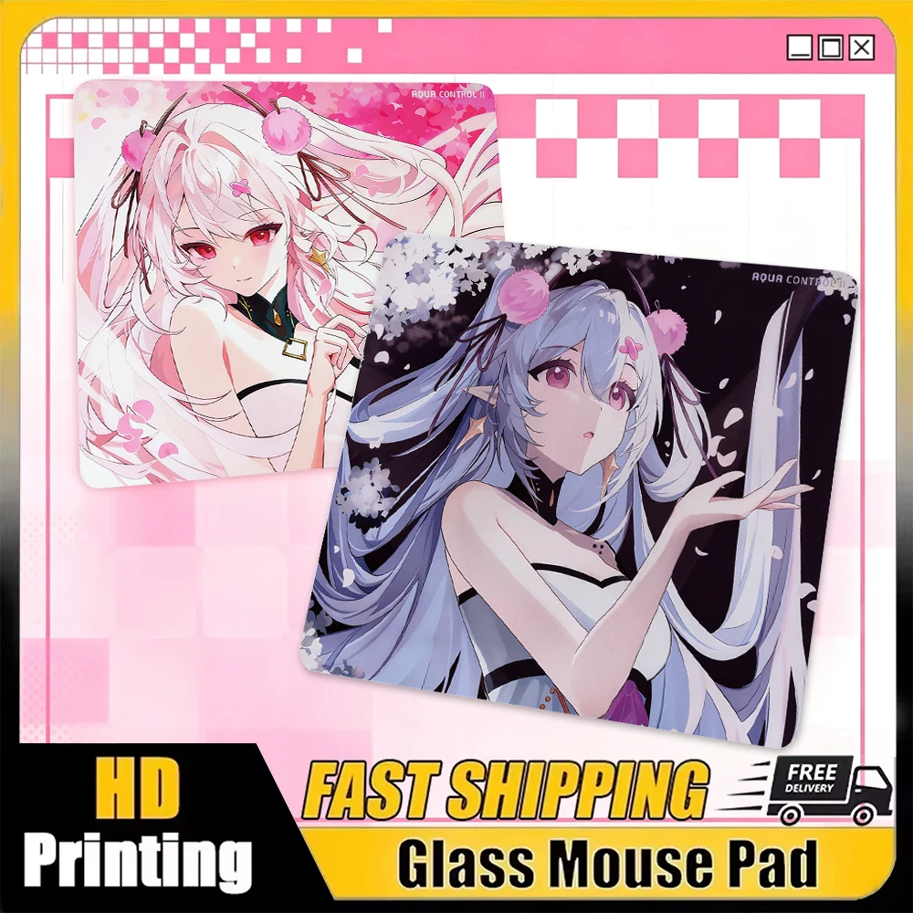 450x400x3.2mm Glass Gaming Mouse Pad Customized MAKO Sakura Night&Ink Desktop Mat Tempered FPS Office Gaming Accessories Replica