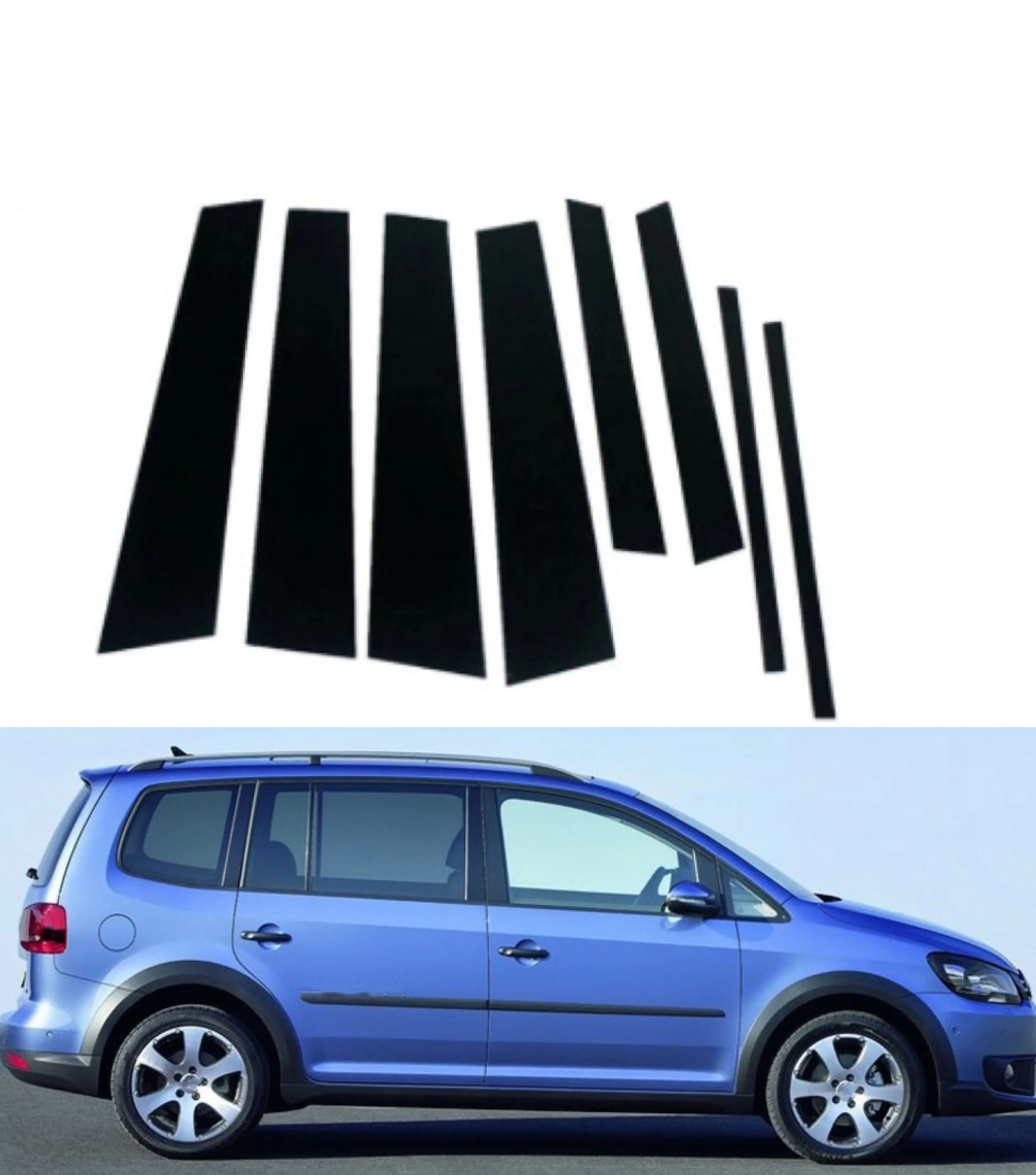 

8PCS Polished Pillar Posts For Volkswagen VW Touran 2008-2015 Door Window Decoration Protection Trim Stickers
