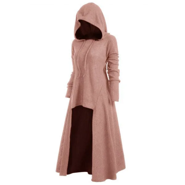 Women's Plus Size Irregular Long Dress Hooded Casual Loose Elastic Solid Color Jacket Coat