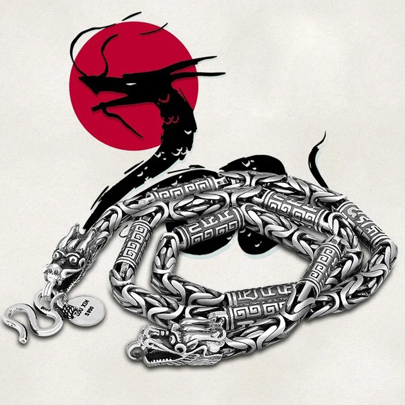 New Silver Color New Handmade Faucet Necklace Retro Men's domineering Six Character Charm Jewelry