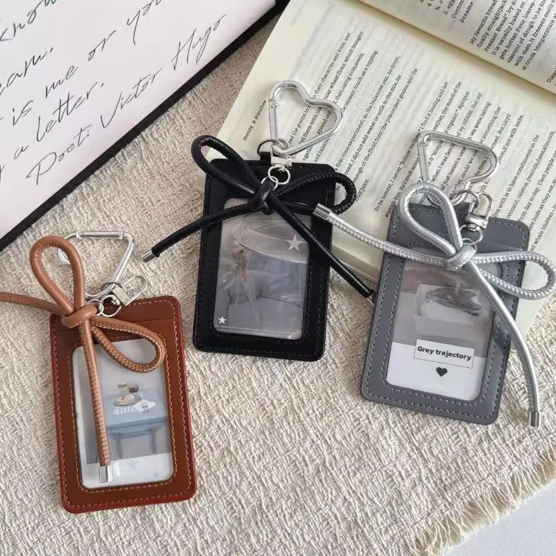1Pcs Portable INS Card Holder PU Leather Y2k Idol Photo Card Sleeve Display Pendant
