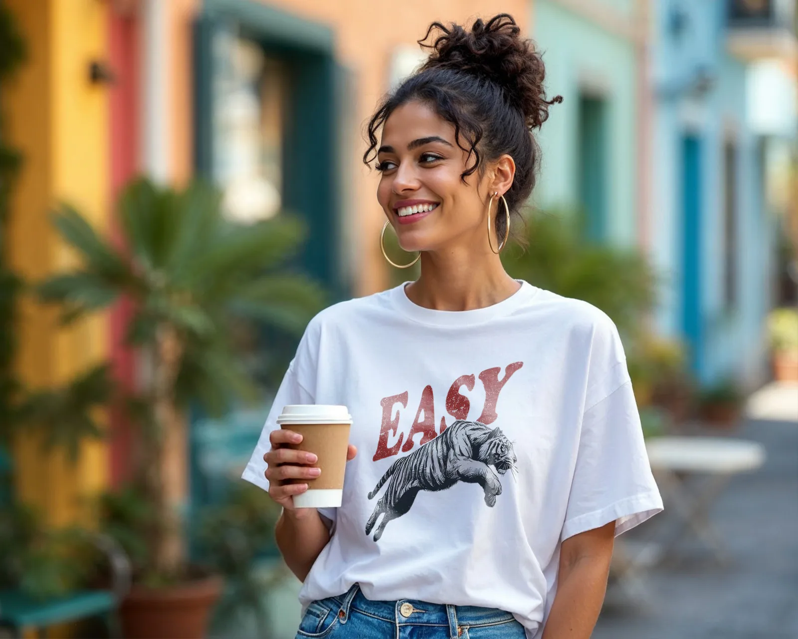 Easy Tiger T-Shirt – Vintage Jumping Tiger Graphic Tee A138