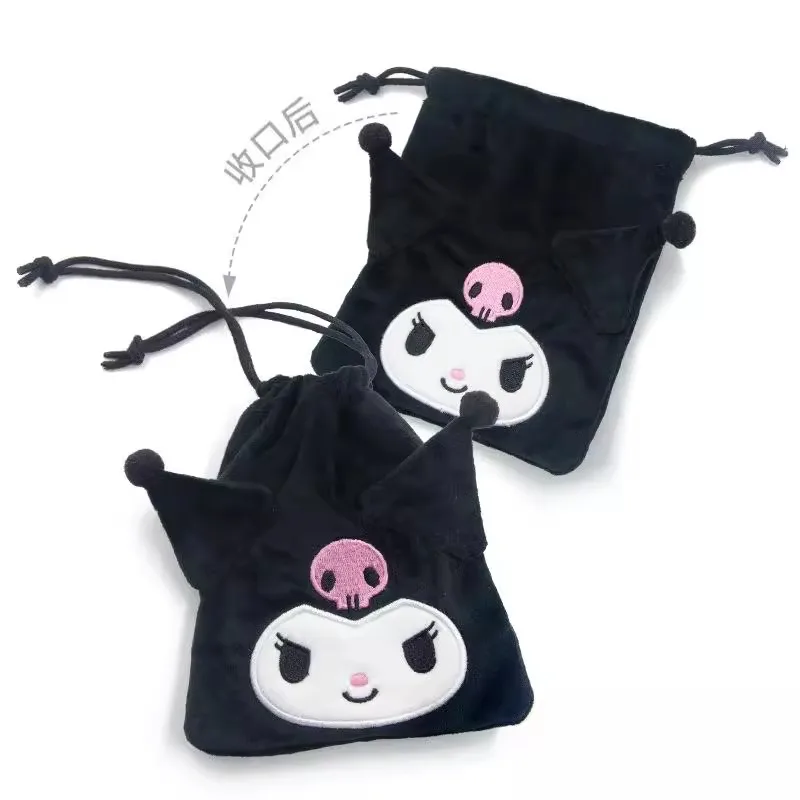 Sanrio Hello Kitty Kuromi Melody Cogimyun Kawaii Character Plush Stuffed Toys Drawstring Cartoon Bag Coin Change Purse Girl Gift