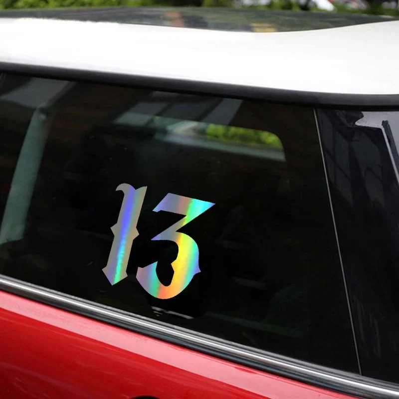 

Светоотражающие наклейки для мотоциклов с художественным шрифтом, номер 13, боковые наклейки на топливный бак, прочное украшение, наклейки на виниловый шлем для гоночного окна