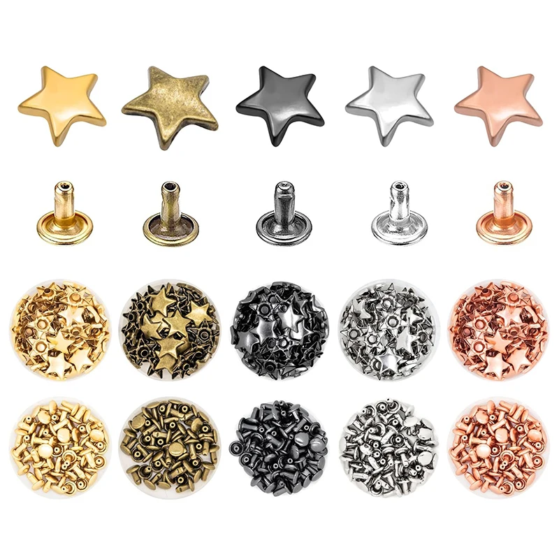 Star Rivets Five-pointed Nails Garment Leather Tacks Studs For Leather Craft Clothing Bags Belts Dog Collars Shoes Diy Rivet