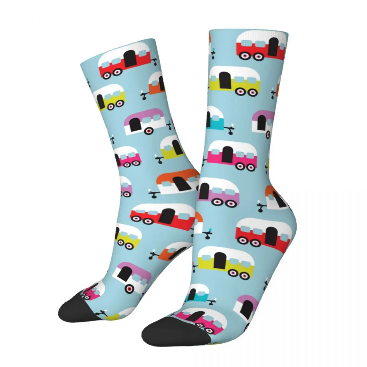 

Happy Camp Socks Men's Women's Funny Happy Cute Caravan Socks Harajuku Spring Summer Autumn Winter Middle Tube Socks Gifts