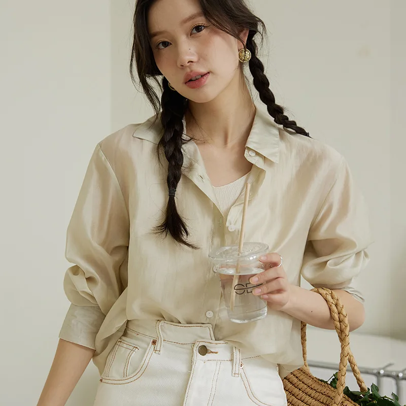 

Summer Blouse Sunscreen Jacket New Wear Long-sleeved Loose Top Light Cardigan Shirt