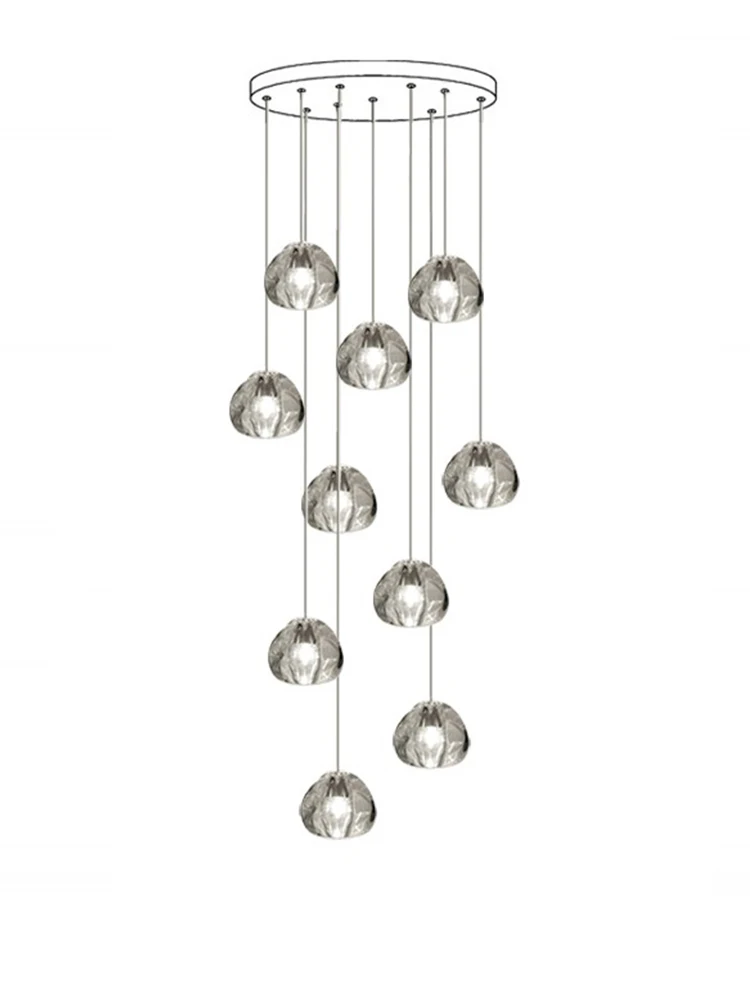 Modern LED Water Droplets Ceiling Chandeliers Elliptic Living Dining Room Pendant Lamp Staircase Hanging Light Luster Fixtures