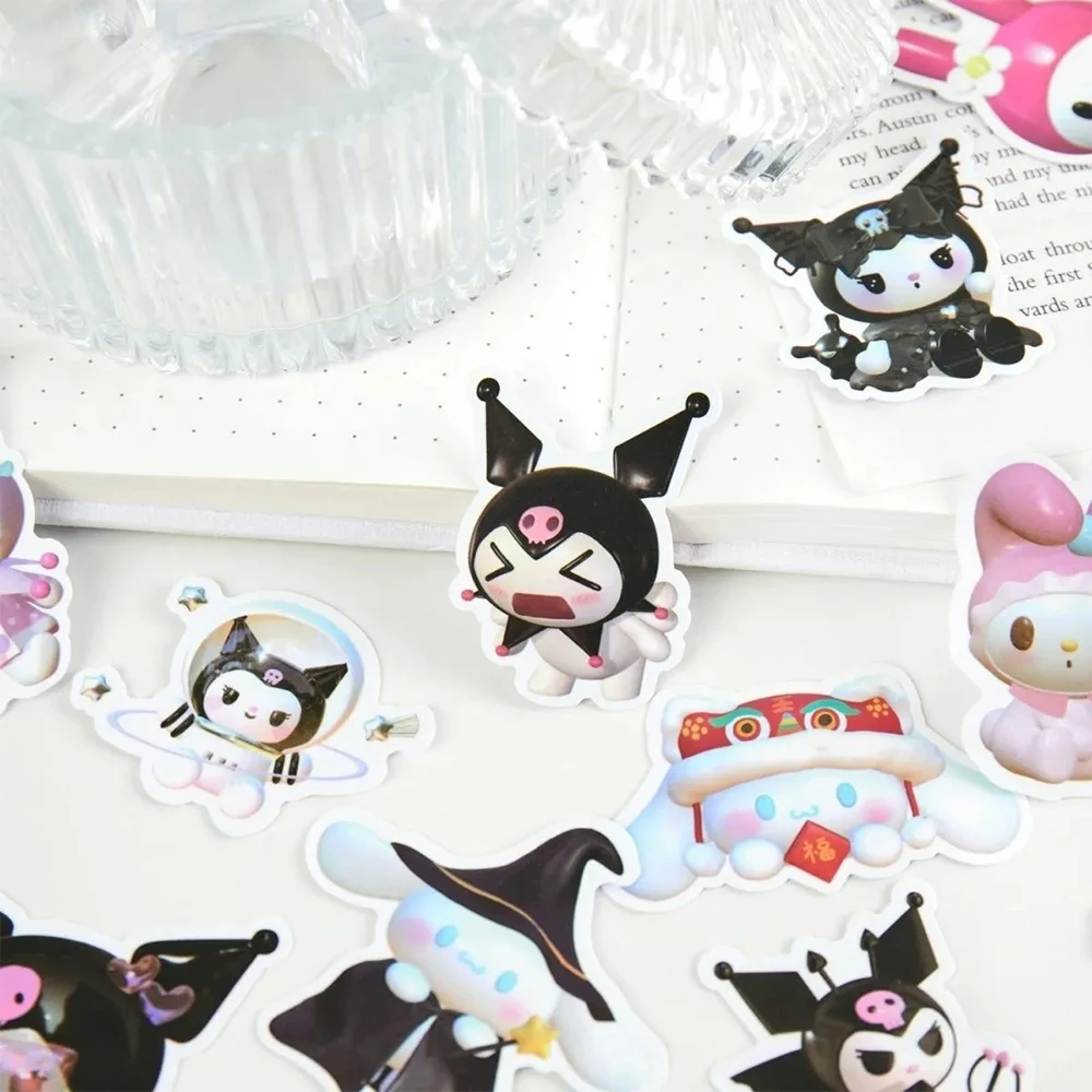 10/30/50/100pcs Sanrio Kuromi Hello Kitty Stickers Kawaii Girls Aesthetic Decals Waterproof Cute Decoration Sticker for Kids Toy