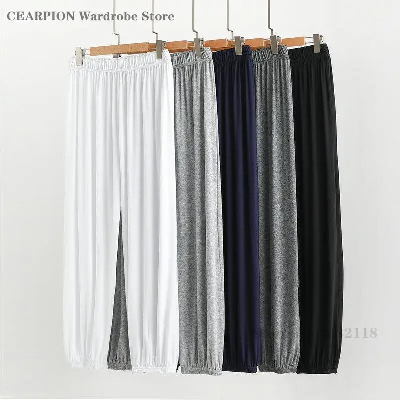 

Мужские брюки для сна из модала, летние тонкие брюки для сна, домашняя одежда, брюки, свободные повседневные брюки-фонарики, одежда для сна, домашняя одежда 2XL-6XL