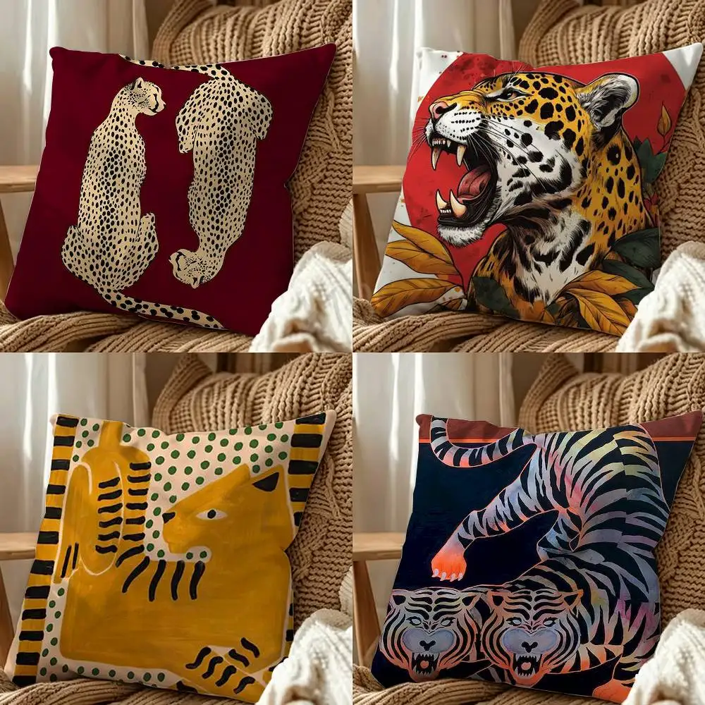 Egypt Colorful Abstract Tiger And Leopard Double-Sided Printed Cushion Cover Bedroom Bedside Sofa Pillow Case