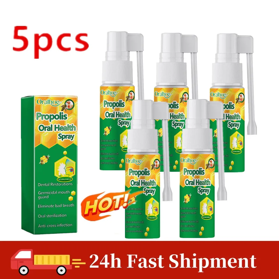 5 uds abeja propóleo limpieza bucal Spray tratamiento mal aliento úlcera Oral faringitis halitosis aliento fresco a base de hierbas gota fresca