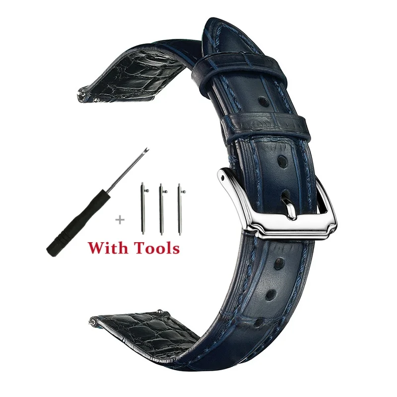 18mm 19mm 20mm 21mm 22mm cinturino per orologio in pelle di coccodrillo bifacciale di alta qualità fibbia ad ardiglione in metallo accessori per bracciale per orologio