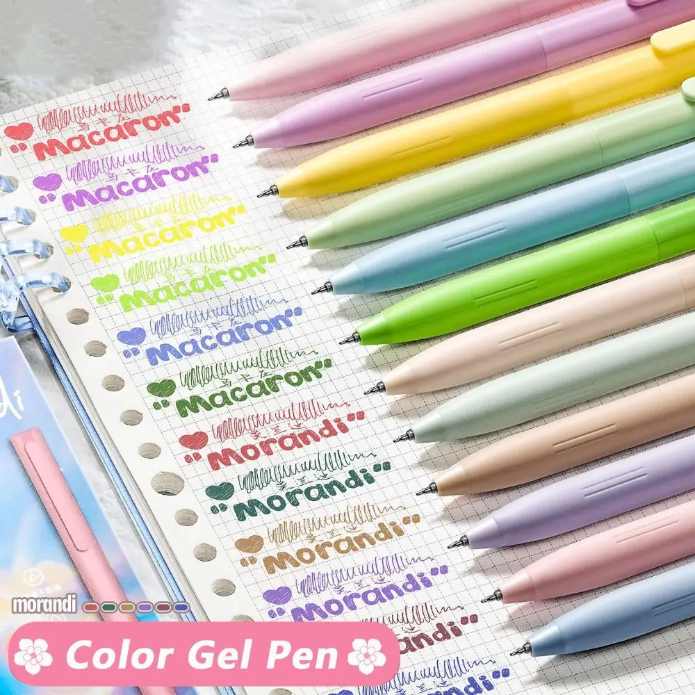 

6Colors/Set Press Type Color Gel Pen Color Ink Macaron/Morandi/Retro Color Neutral Pen 0.5mm ST Tip Signing Pen Stationery
