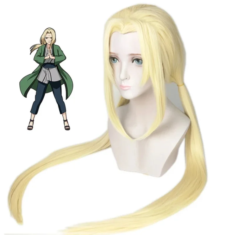 Tsunade Wigs Anime Blonde Long Styled Synthetic Hair Cosplay Costume Wigs Wig Cap