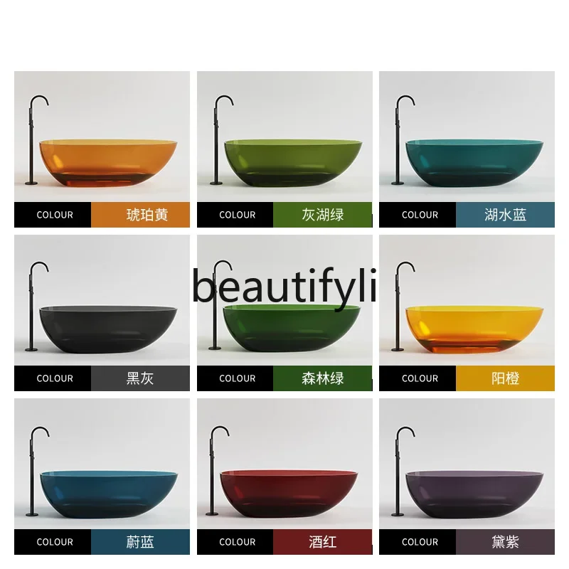 ss D Bathtub transparent color double freestanding integrated bathtub