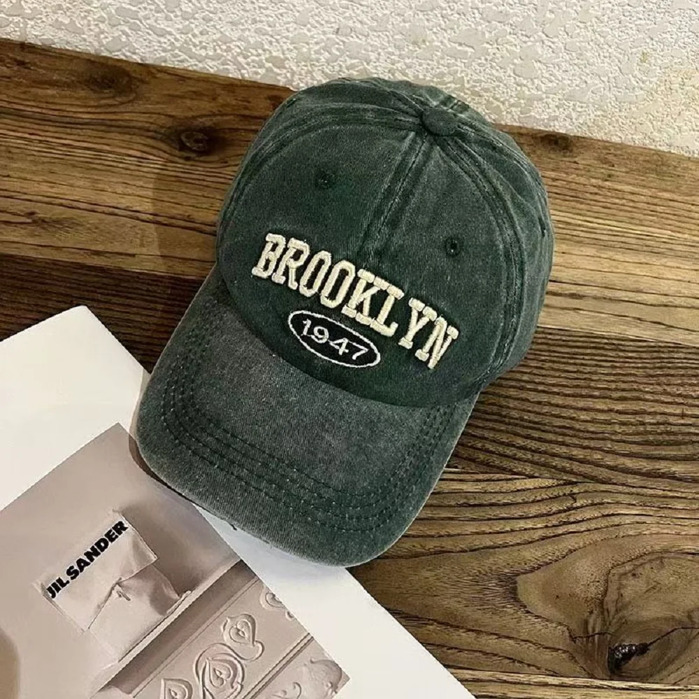 Topi Baseball Bordir Katun Brooklyn Baru, Topi Pria dan Wanita Versi Korea, Topi Kepribadian Hip-Hop