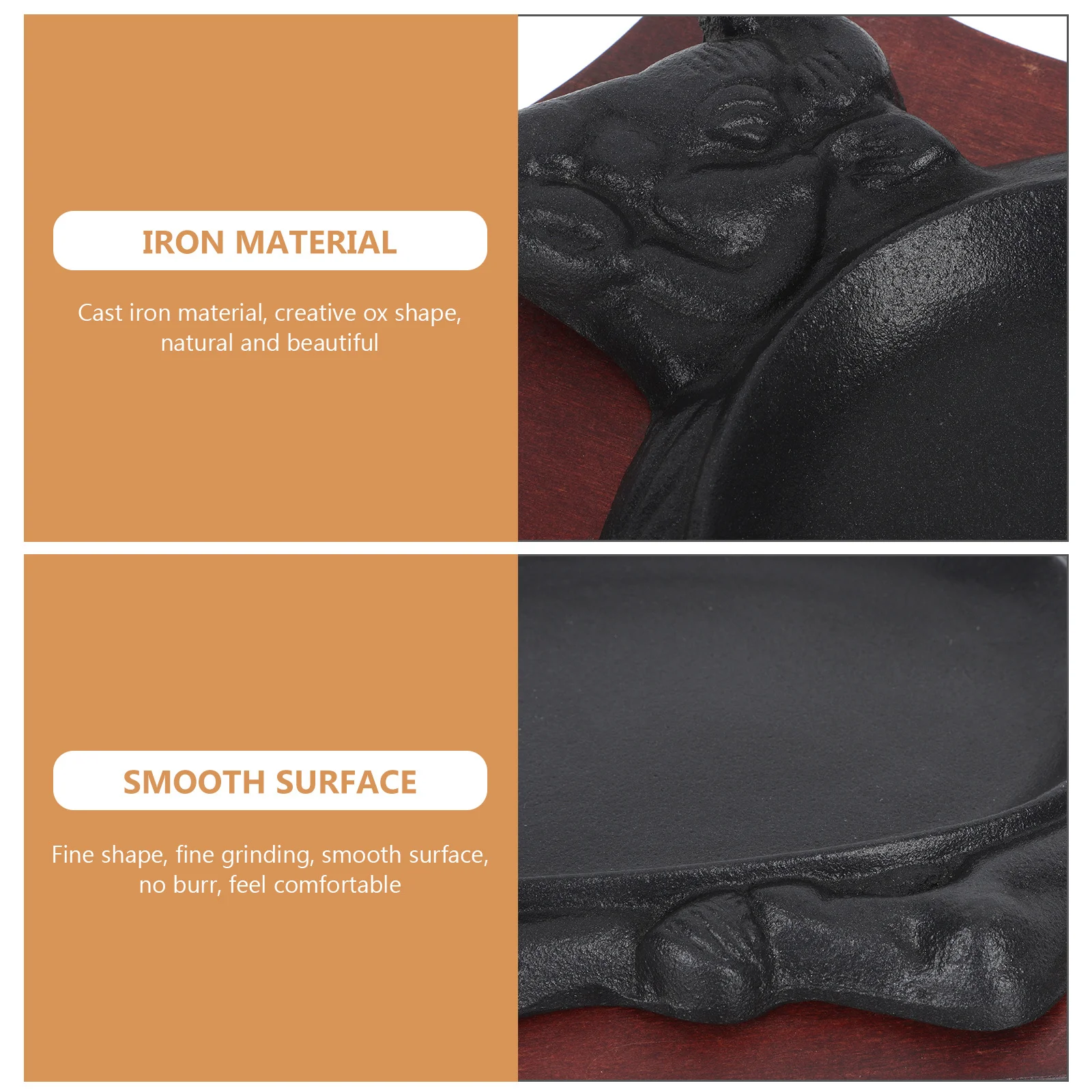 

1Set Cast Iron Steak Plate Ox Shape Non-Stick Grill Plate for Teppanyaki Grilled Fish Bbq Tray Wooden Tray Bbq Pan