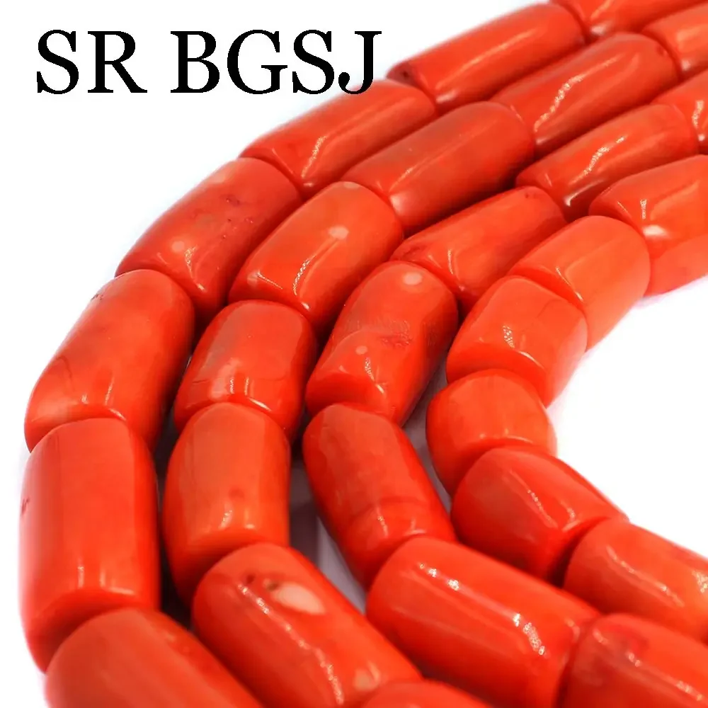 13-15mm Freeform Column Natural Orange Sea Bamboo Coral Jewelry Making Beads Strand 15inch