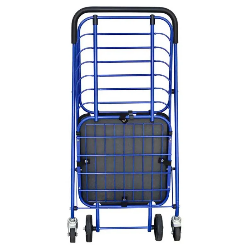 custom.Portable Steel Blue Shopping Cart Wagon Shopping Basket with Accessory Basket
