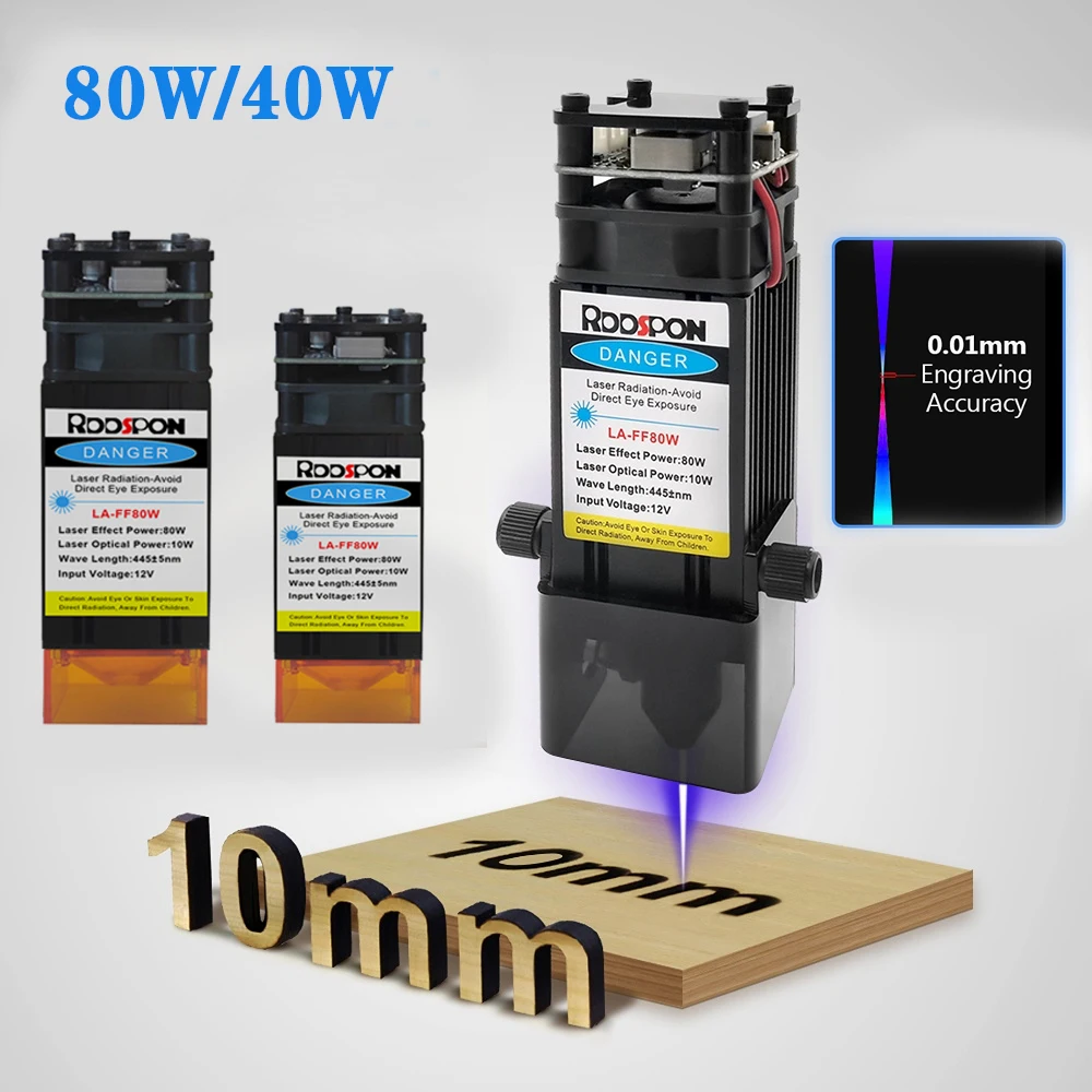 80W / 40W Professional Version Laser Module, Focal Fixed, TTL Module, Compressed Spot Technology, Laser Head,Laser Engrav