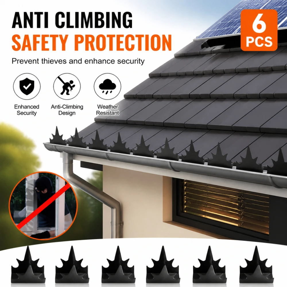 6Pcs Metal Anti-Climb Spikes Fence Security Spike with Intruder Spike, Outdoor Fence Bird Pigeon Spikes for Yard Balcony Garden