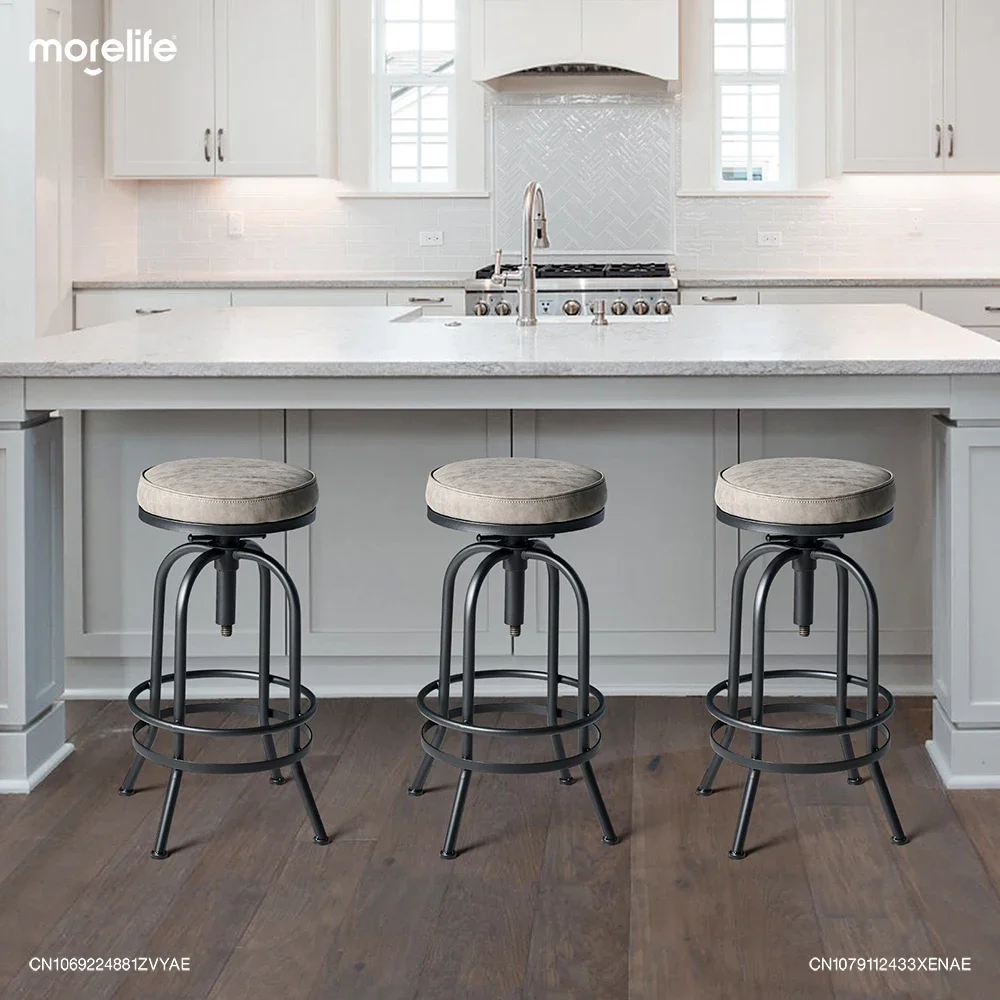 Industrial Style Iron Art Bar Chairs Living Room Creative Counter Stools Raised Lowered Solid Wood High Legged Stool Furniture