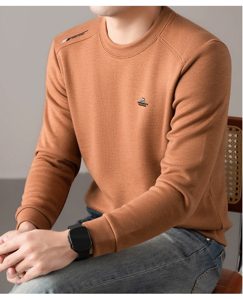 

Осень-зима 2025: новая толстовка с длинными рукавами, мужской пуловер с круглым вырезом, натуральная футболка, футболка