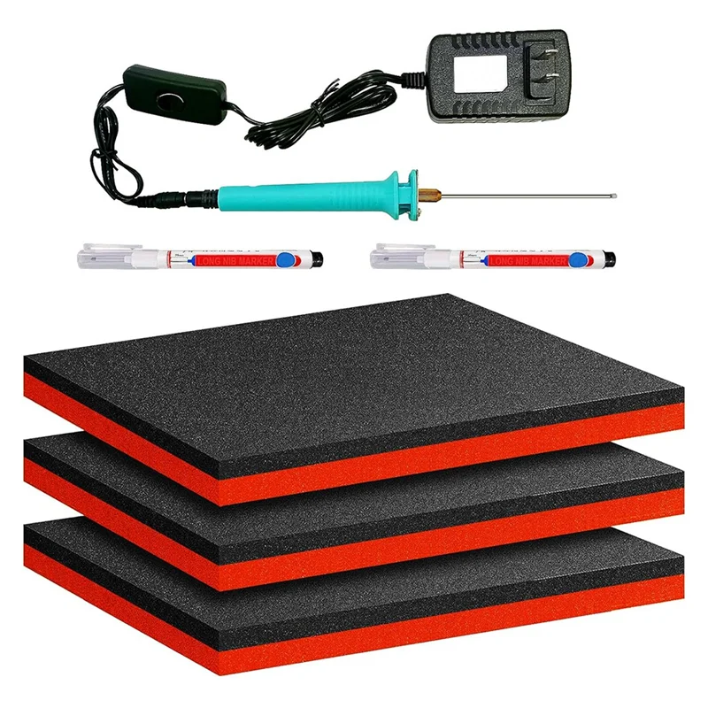 HRBAJ-17.5X12x1inch Tool Box Organization Foam 3Pcs Shadow Non Slip Foam Toolbox Chest Drawer Inserts Liner Organizer US Plug