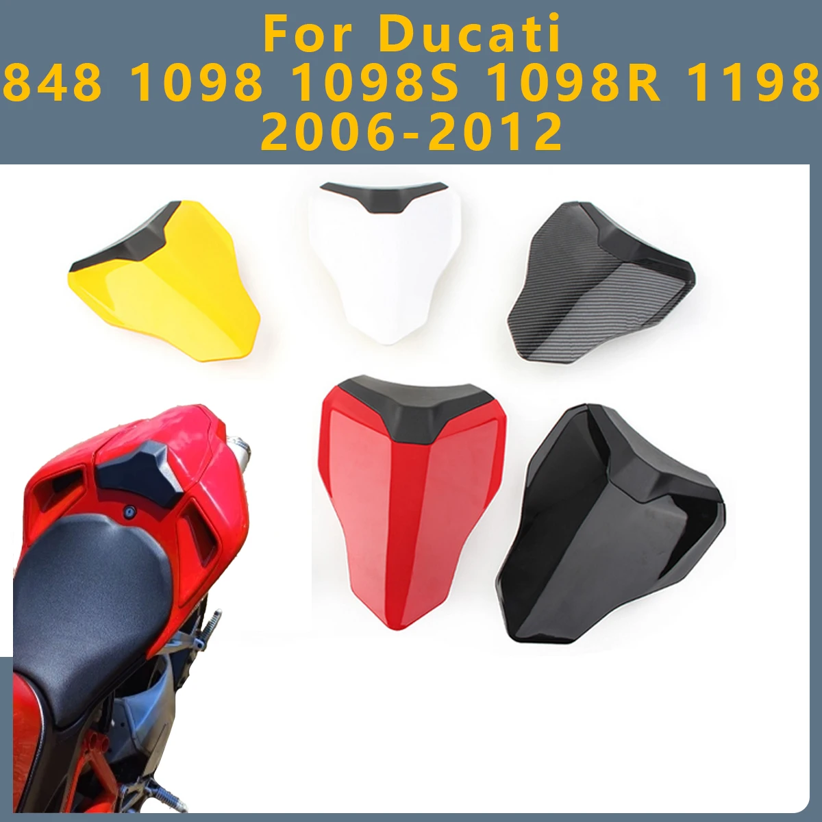 

Motorcycle Rear Passenger Cowl Seat Back Cover Fairing For Ducati 848 1098 1098S 1098R 1198 2006-2012 Pillion Rear Seat Cover