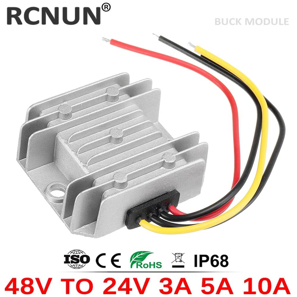 RCNUN Buck 36V 48V to 24V 3A 5A 10A 15A 20A 30A 40A 60A 85A DC DC Converter Step Down Voltage Regulator Transformer 2KW for Car