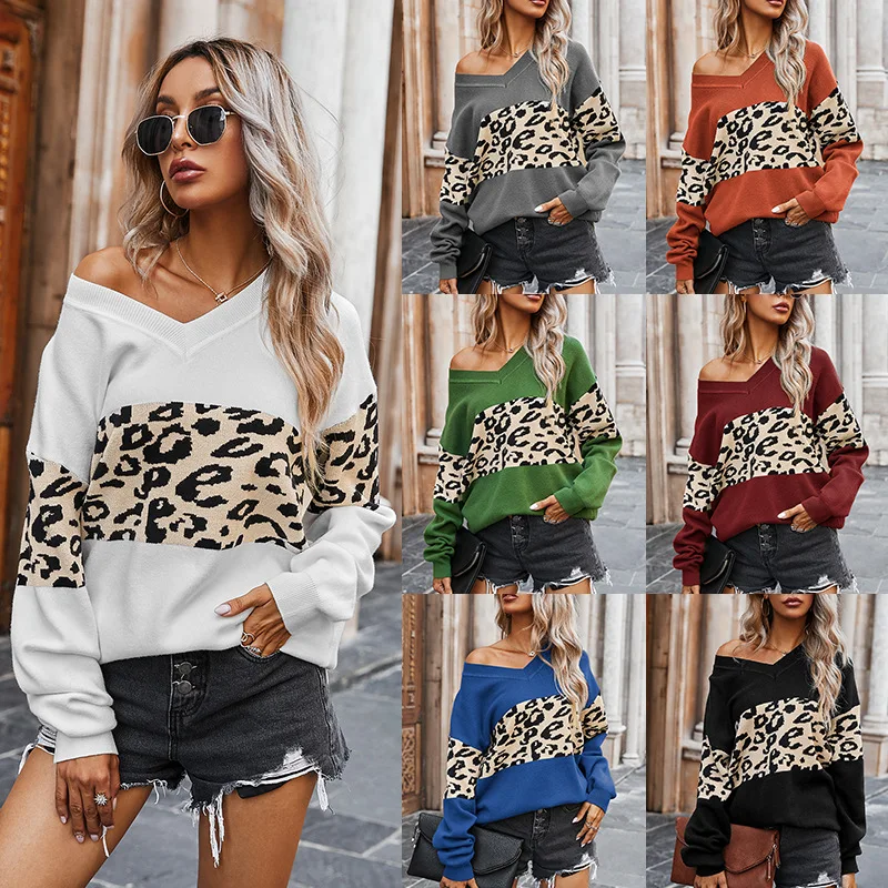 

Original Women's Clothing New Products in Autumn and Winter 2025 Simple V-neck Color Matching Print Sweater for Women