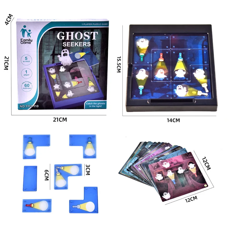 60 IQ Challenges Hunting Ghost Seekers Child Smart Hide Board Game 1 Player Puzzle Toy Halloween Xmas Gift For Kids Family Party