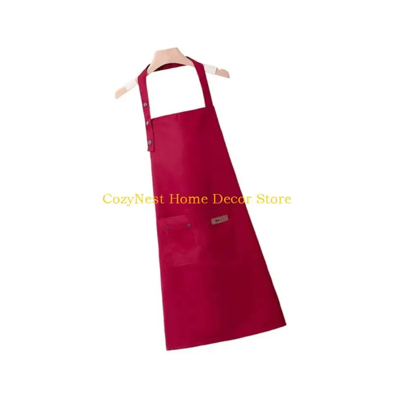 92MF Waterproof Polyester Apron Adjustable Button Oil Resistant Kitchen Cooking Craft Activities