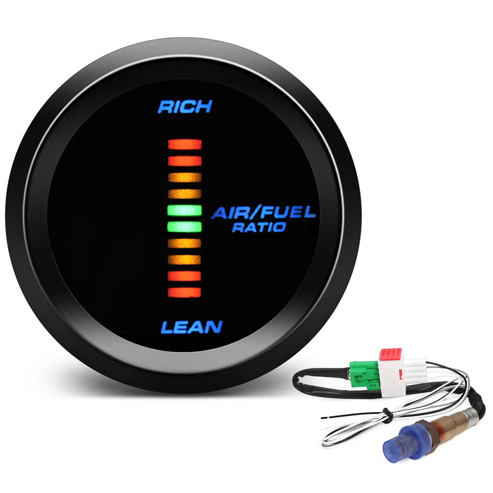 52mm Digital Air Fuel Ratio Gauge 20:1~10:1 Narrowband O2 Oxygen Sensor AFR Meter for 12V Gasoline Engine Car Gauge Holder