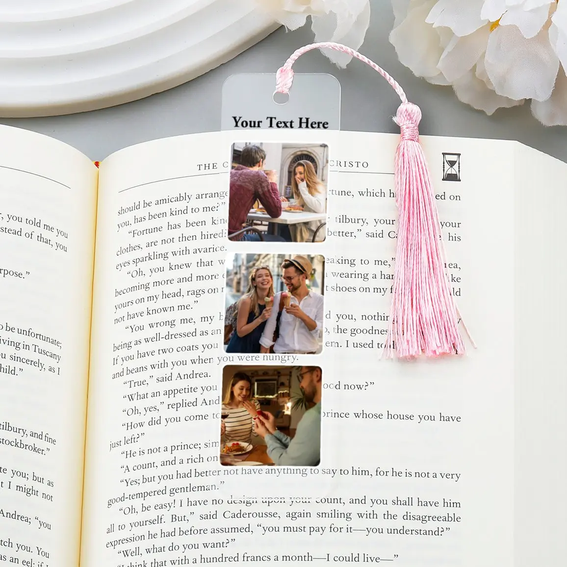 

Personalized Custom Photos Text Bookmark Gifts for Couple Friend Besties Parents Gift Anniversary Bookmark with 15 Colors Tassel