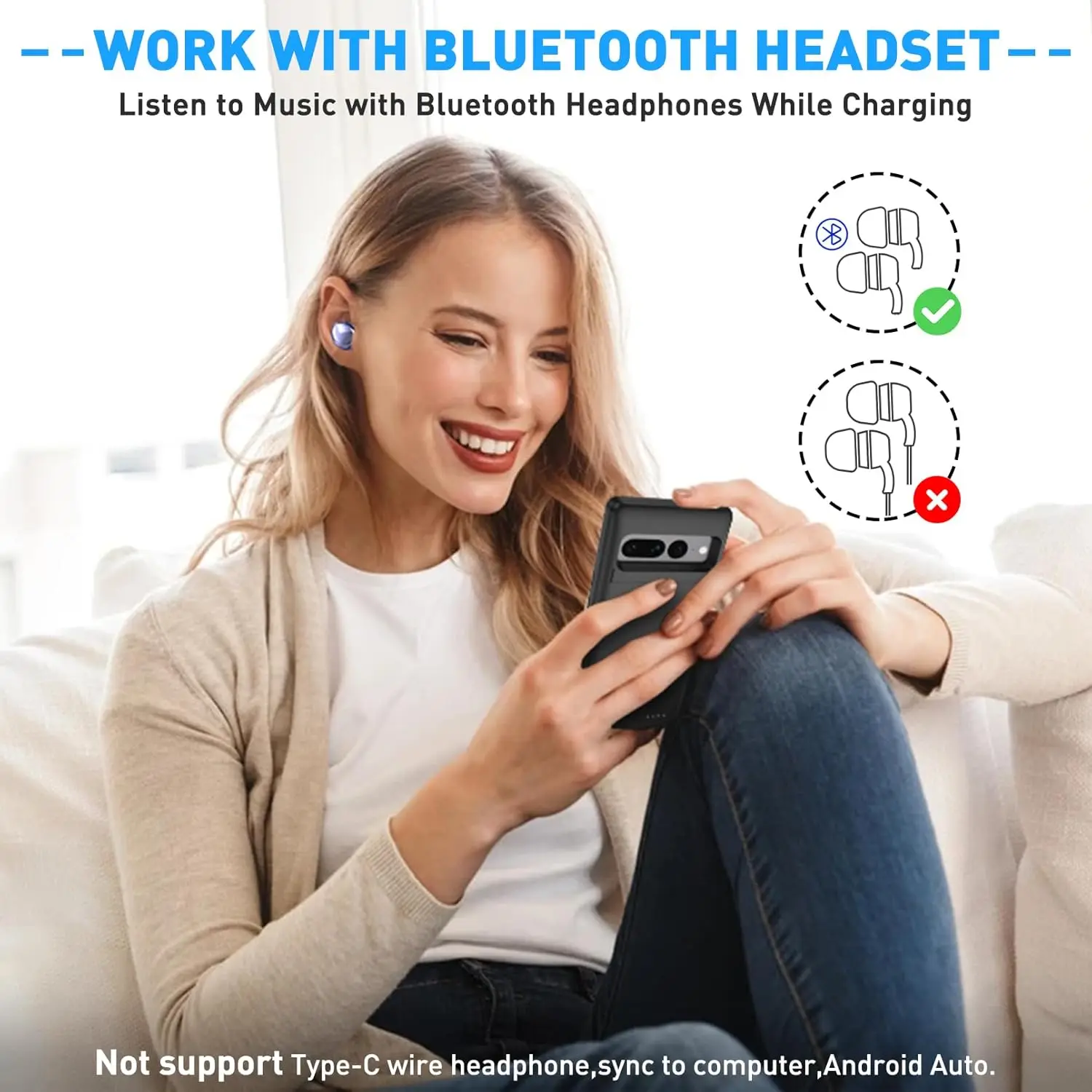 Travel Phone Stand 10000mAh Battery Charger Case for Google Pixel 7 8 Pro Protective Charging Cover for Google Pixel 7 Pro Cases