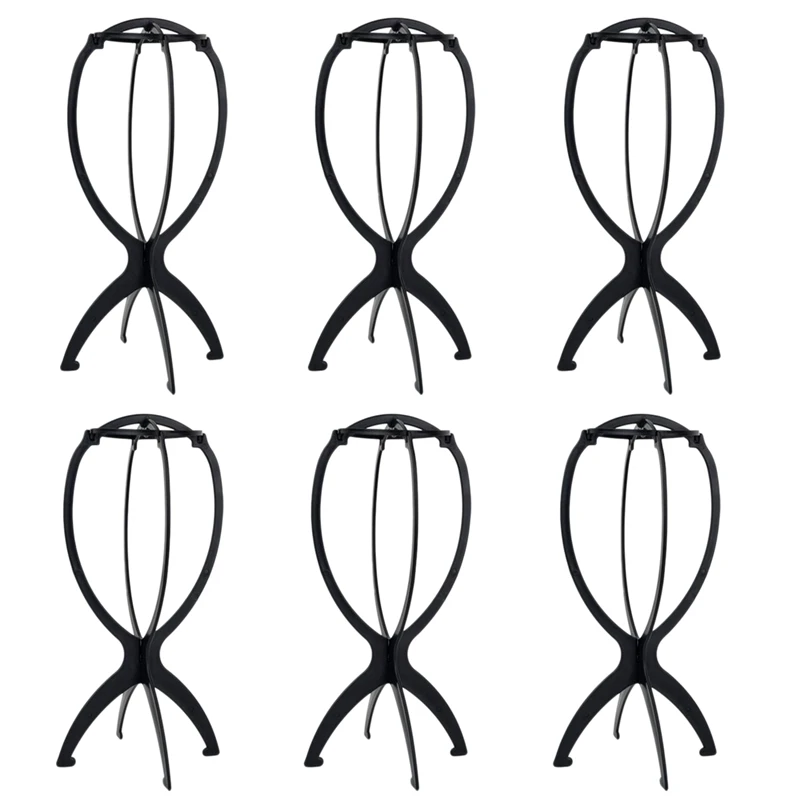 

1 Set 6Pcs Wig Stand Holder Portable Durable Plastic Folding Wig Holder Hairpieces Display Tool Stable Wig Stand Dryer