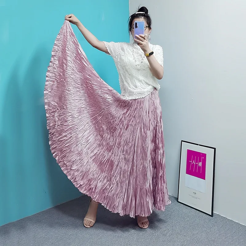 

Miyake Pleated Long Bustier Plisse 2025 Spring Summer New Fold Jupe Pleat Simple High-end Temperament Super Pleats Big Hem Skirt