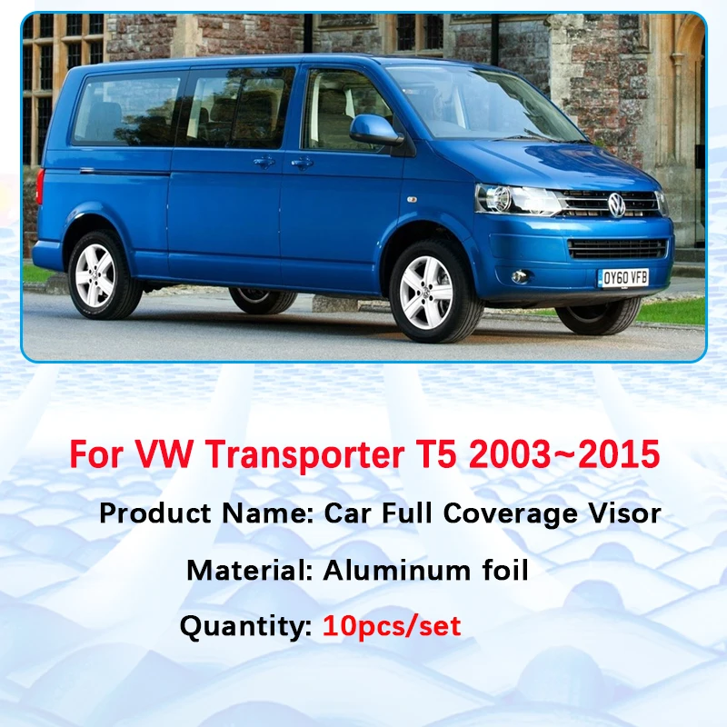 For VW Volkswagen Transporter T5 Accessories Car Window Sunshades Caravelle Multivan LWB 2003~2015 Anti-UV Sun Protection Visor
