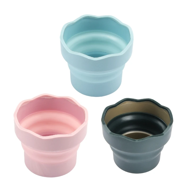 Foldable Water Pot Painting Brush Washing Bucket Mini Silicone Watercolor Acrylic Painting Brush Bucket for Oil Painting