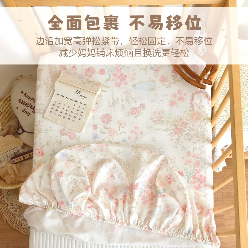 Newborn Baby Fitted Crib Sheets Cotton Cartoon Soft Kids Crib Mattress Covers Protector Newborn Fitted Sheet Infant Baby Bedding