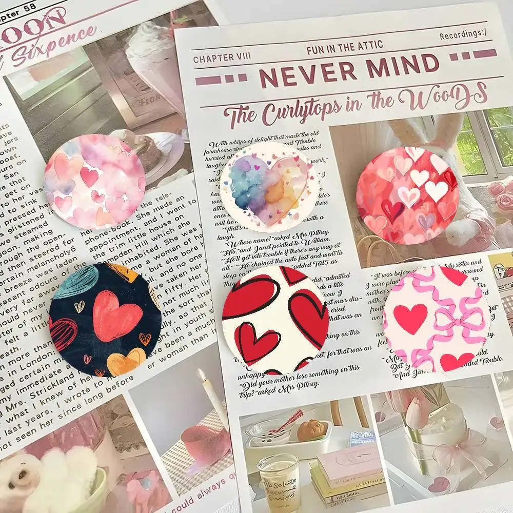 Valentines Day Love Heart Round Badge Lapel Pins For Backpacks Briefcase Laser Brooch Clothes Gifts