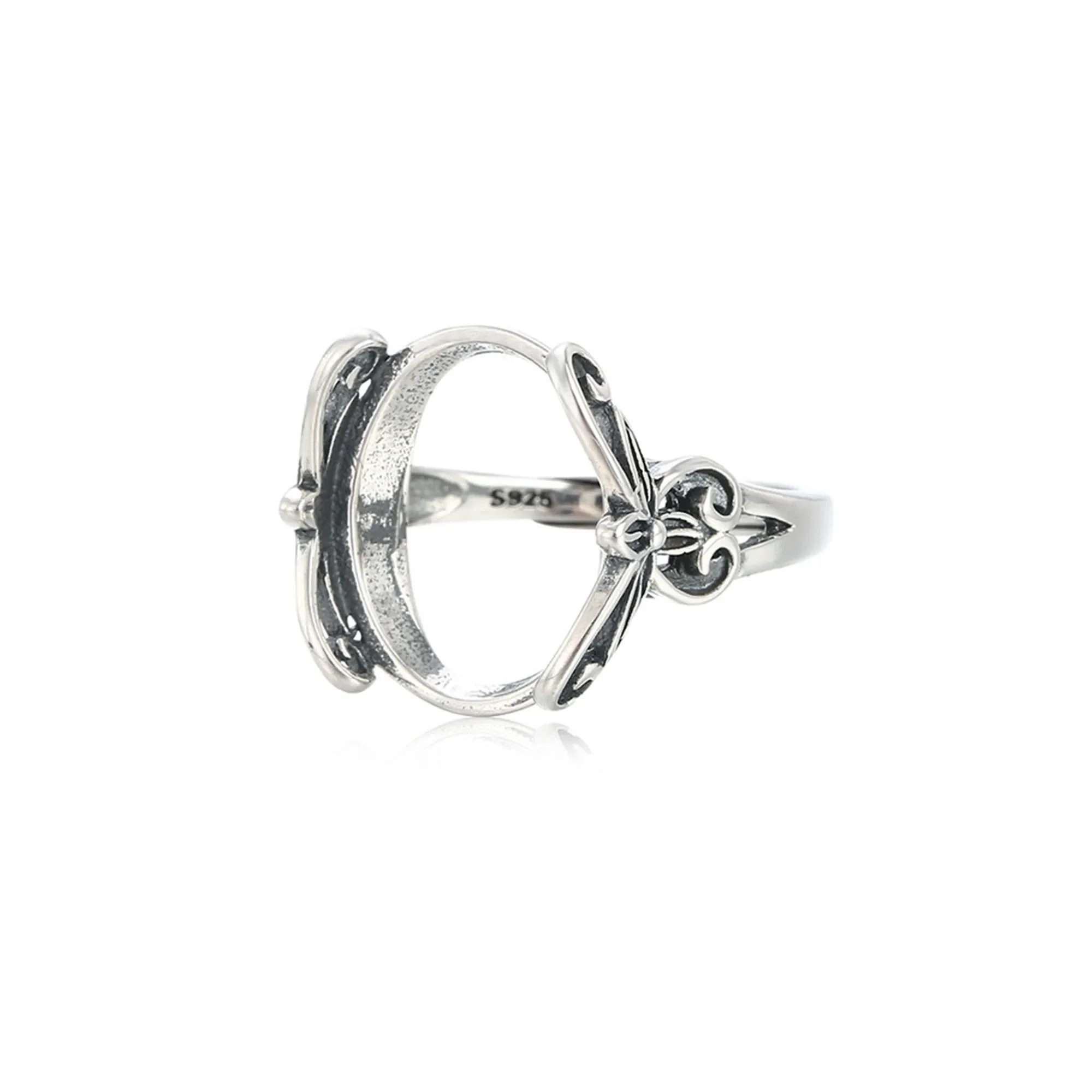 

Ring Base for 14x17mm Oval Cabochons Antique Style Ring Blank Thai Sterling Silver Adjustable Ring Setting