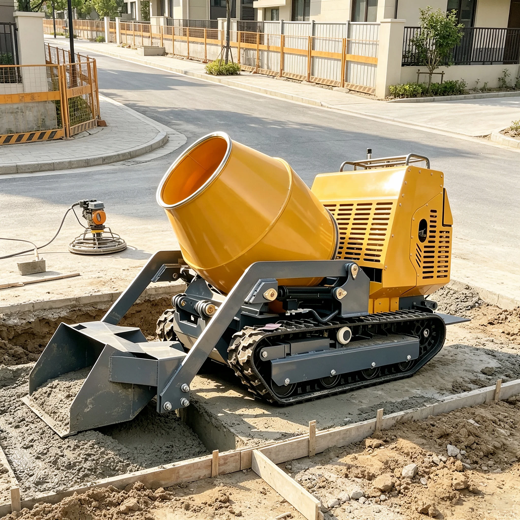 Robust integral frame Reinforced load-bearing frame self loading mixer tracked mixer small cement mixer