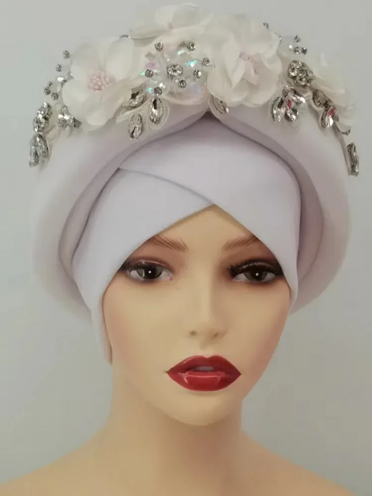 جديد الأفريقية السيارات Gele Aso Oke Headties مسلم عمامة قبعات النيجيري الزفاف Gele جاهزة لارتداء أشرطة رأس Autogele