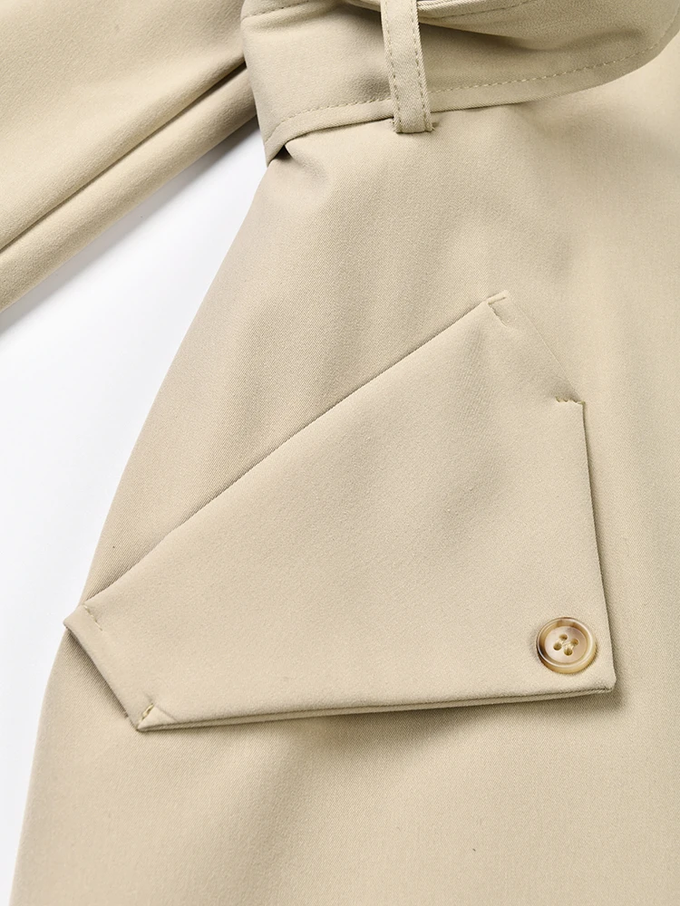 ZMEENNA Khaki Große Größe Unregelmäßiger Saum Große Größe Graben Frauen Neue Revers Langarm Windjacke Mode Frühling Herbst 2024 ZM240