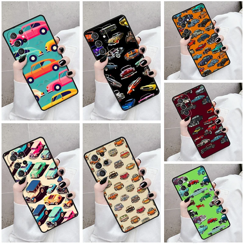 

Чехол для телефона Samsung Galaxy S24 S25 S23 S21fe S22 Ultra Plus Note 10 20, чехол CLASSIC RETRO CARS